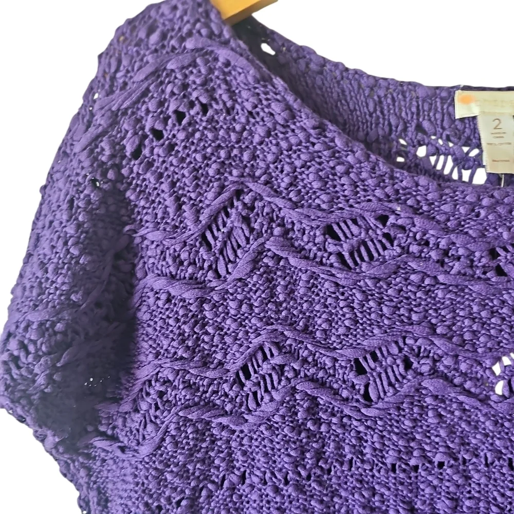 Chicos 2 Portrait Pullover Sweater Sz 12 Large African Purple New With Tags $89